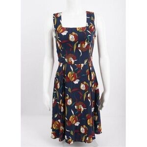 Elegant Floral Square-Neck Dress